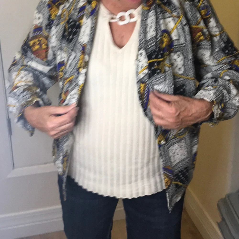 Bob Mackie travel hot air balloon print silk jacket in small